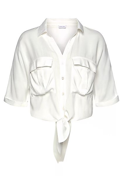 LASCANA Kurzarmbluse, mit Knotendetail und Knopfleiste, Hemdkragen, Damenbl günstig online kaufen