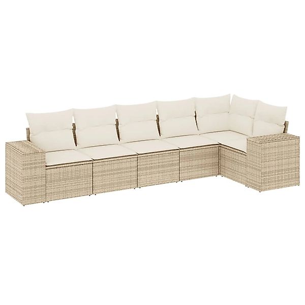 vidaXL 6-Tlg Garten-Sofagarnitur mit Kissen Beige Poly Rattan 3254925 günstig online kaufen