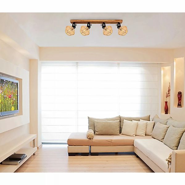 Globo Strahler Valli 4-flammig Dunkelbraun 800 x 160 x 250 mm günstig online kaufen