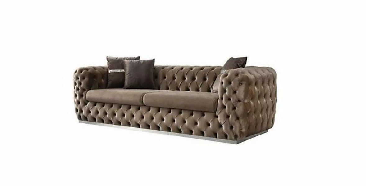 JVmoebel 3-Sitzer Sofa 3 Sitzer Polstersofa Braun Textil Sitz Design Couch günstig online kaufen