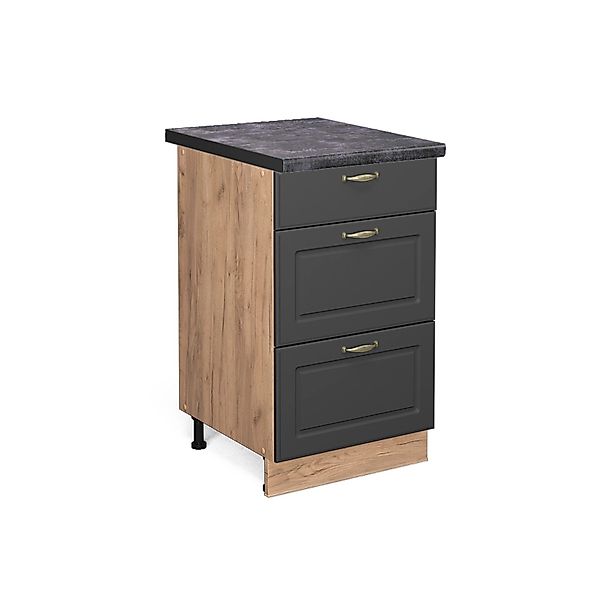 Vicco Küchenunterschrank Fame-Line Anthrazit-Gold/Goldkraft Eiche 50 cm AP günstig online kaufen