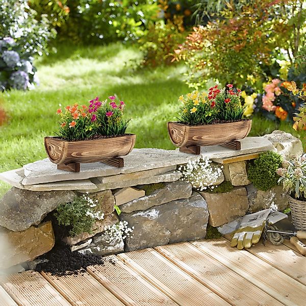 relaxdays Blumenkasten Holz Blumenkasten 2er Set günstig online kaufen