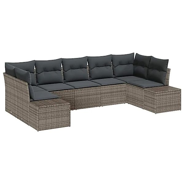 vidaXL Gartensofa-set mit Speicher 7-Tlg Grau Poly-Rattan 3355878 günstig online kaufen