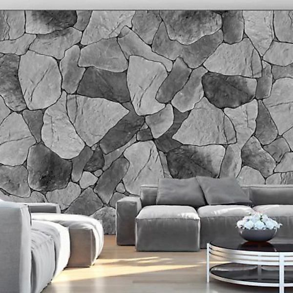 artgeist Fototapete Granite Blätter grau Gr. 300 x 210 günstig online kaufen