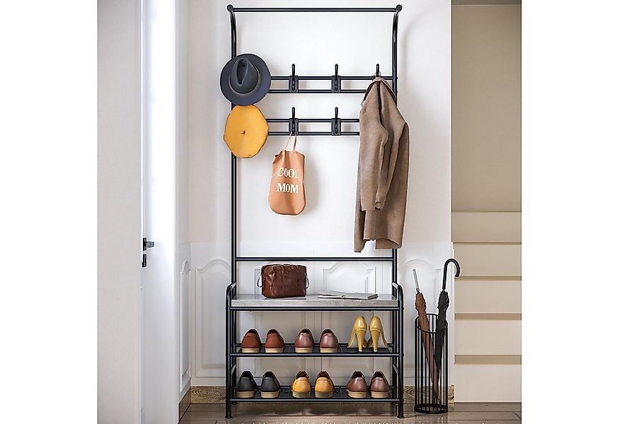 GarveeMore Garderobenständer Garderobenständer mit Schuhbank,4-in-1 Kleider günstig online kaufen