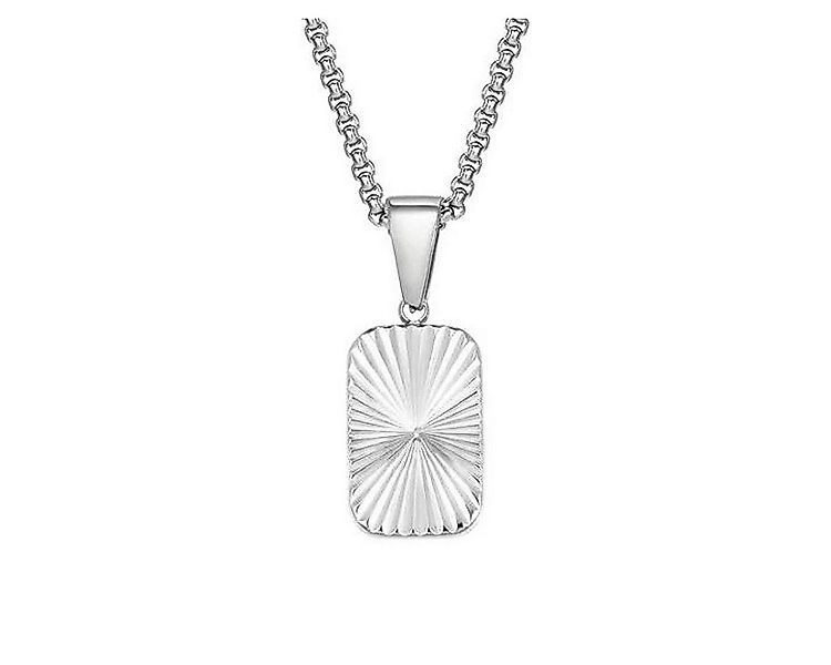 KARMA Kette mit Anhänger Erbskette Herren Halskette Edelstahl Silber Schwar günstig online kaufen