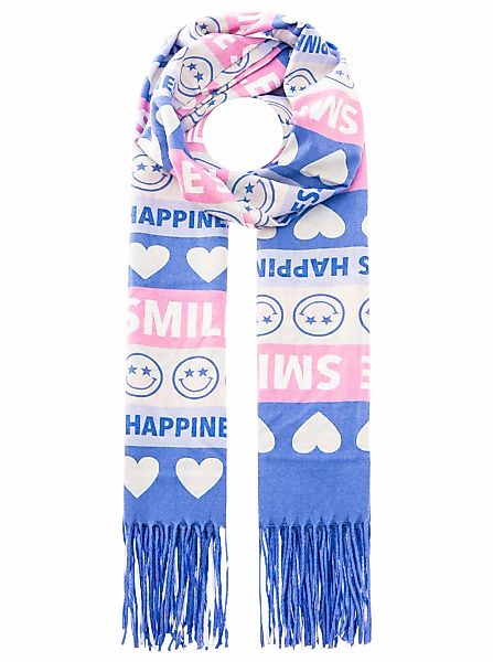 Zwillingsherz Schal ""Smile and Hearts"" mit Fransen, fröhlichem Schriftzug günstig online kaufen