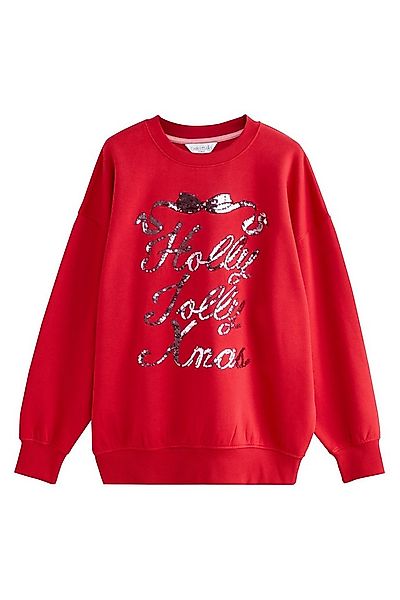Next Sweater Sweatshirt mit Pailletten und Grafik, Holly Jolly (1-tlg) günstig online kaufen