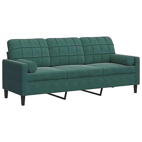 vidaXL 3-Sitzer-Sofa mit Zierkissen Dunkelgrün 180 cm Samt 2146127 günstig online kaufen