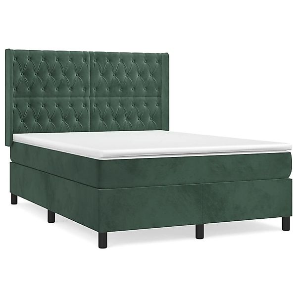 vidaXL Boxspringbett mit Matratze Dunkelgrün 140x190 cm Samt 3132858 günstig online kaufen