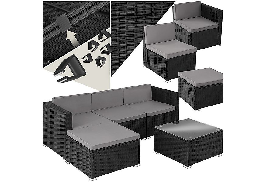 tectake Loungeset Rattan Lounge, (Set., 5-tlg), Solides Stahlgestell mit Pu günstig online kaufen