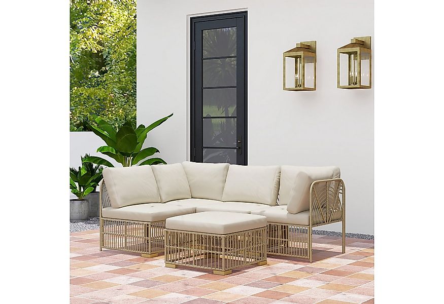 Outsunny Sitzgruppe mit Ecksofa, Sessel, Hocker, Kissen, (Gartenmöbel Set f günstig online kaufen