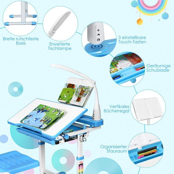 KOMFOTTEU Kinderschreibtisch höhenverstellbar (Set), mit Stuhl günstig online kaufen