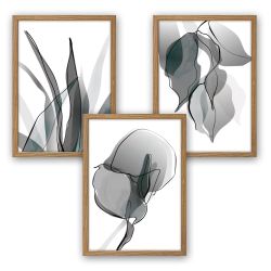 Kreative Feder Poster Floral Grau, Natur günstig online kaufen