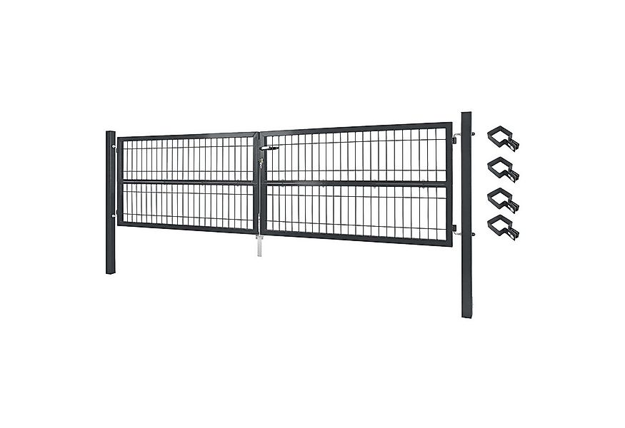 V2Aox Gartentor Gartentor Gartentür Zauntür Zauntor Grau/Grün 300cm Doppelf günstig online kaufen