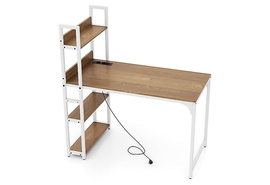 COSTWAY Schreibtisch, mit Ladestation, Regal-Schreibtisch 120x65cm, Metall günstig online kaufen
