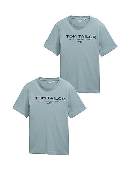 TOM TAILOR T-Shirt 2er-SET Klassischer Schnitt mit Logo, Baumwolle, 1962 (2 günstig online kaufen