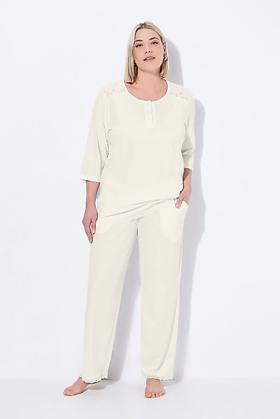 Ulla Popken Pyjama Pyjama Zweiteiler Lochstickerei günstig online kaufen