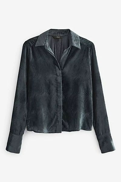 Next Langarmbluse Bluse aus gemustertem Samt mit Bindeschleife (1-tlg) günstig online kaufen