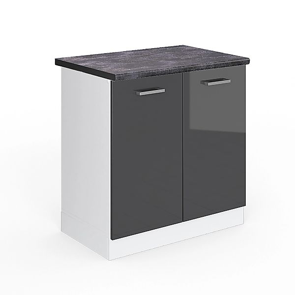 Vicco Spülenunterschrank R-Line Anthrazit Hochglanz/Weiß 80 cm AP Anthrazit günstig online kaufen