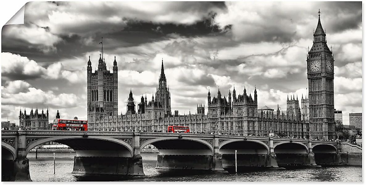 Artland Wandbild "London Westminster Bridge & Red Buses", Großbritannien, ( günstig online kaufen