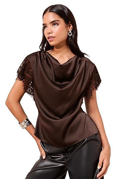 Friends Like These Satinbluse Friends Like These Satinbluse mit Spitzenärme günstig online kaufen