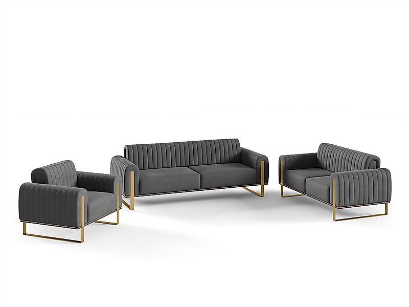 Fun Möbel Polstergarnitur Sofaset Designersofas FUN MADINA 3-2-1 in Stoff E günstig online kaufen