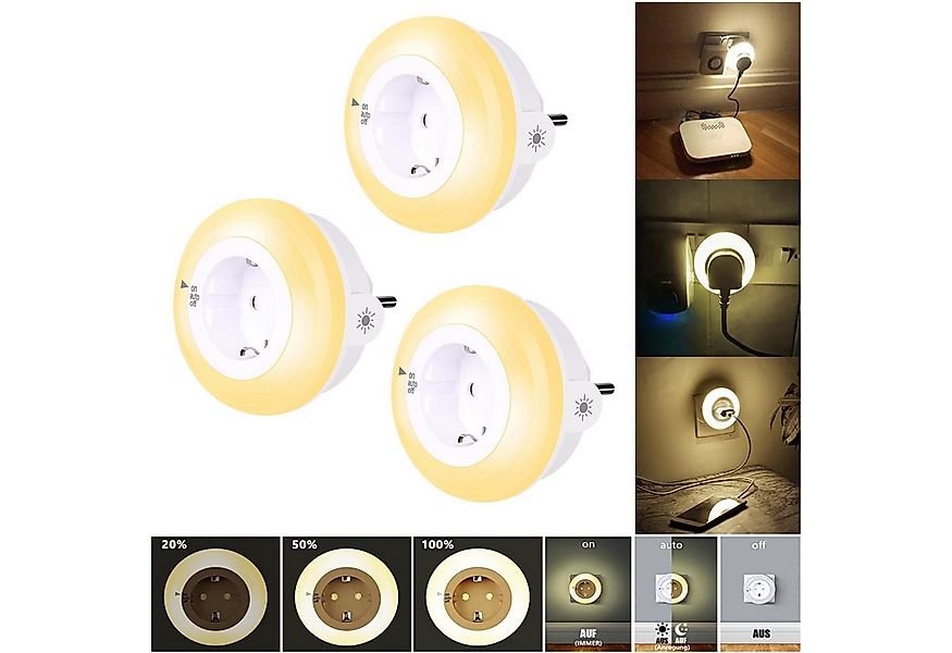 MUPOO LED Nachtlicht Steckdosen Nachtlicht Dimmbar Wandsteckdose 3 Modi Däm günstig online kaufen