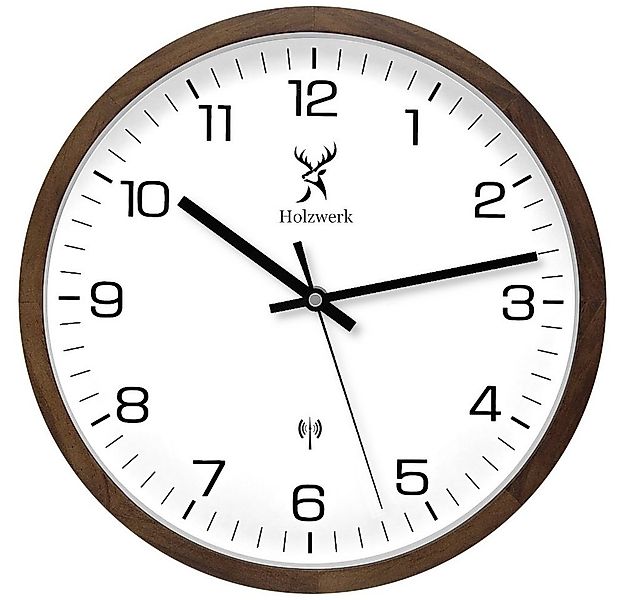Holzwerk Funkwanduhr Designer Loft Funk Holz Wand Uhr, braun, beige, weiß ( günstig online kaufen