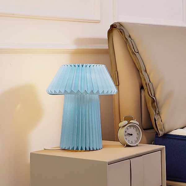 Lindby Tischleuchte Magali, hellblau, Papier, Ø 34 cm, E14 günstig online kaufen