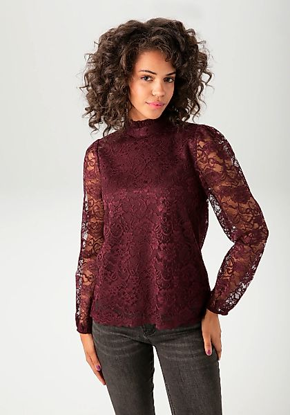 Aniston CASUAL Spitzenbluse, aufwändig mit edlen Rosen verziert - NEUE KOLL günstig online kaufen