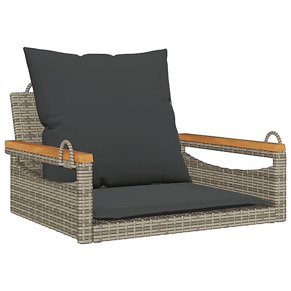 furnicato Hängesessel mit Kissen Grau 63x62x40 cm Poly Rattan günstig online kaufen
