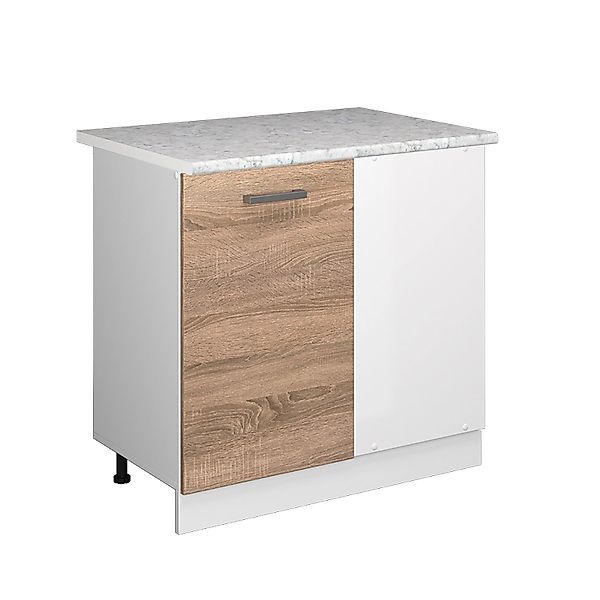 Vicco Eckunterschrank R-Line Küchen Eckschrank Sonoma/Weiß 86 cm AP Marmor günstig online kaufen