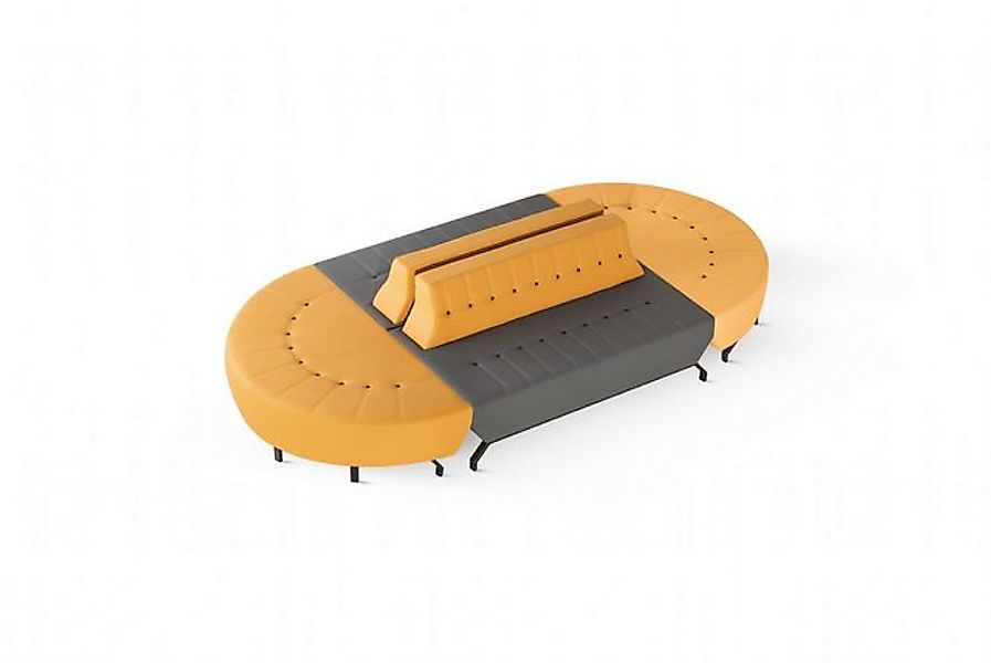 JVmoebel Sofa Oval Sofa Big Arbeitszimmer Foyer Art Deco Leder Gelb Grau Le günstig online kaufen