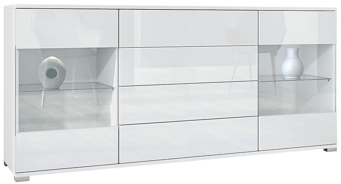 Vladon Sideboard Bari V2 (Kommode mit 2 Türen, 4 Schubladen und 2 flexible günstig online kaufen