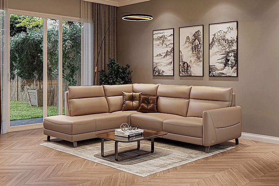 moebeloutlet.de Ecksofa Ecksofa Leder Rom Taupe / Links, Elektrische Relaxf günstig online kaufen