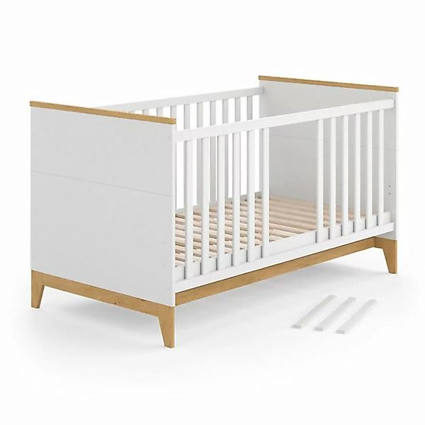VitaliSpa® Babybett Malia, Weiß/Eiche, 80x140 cm günstig online kaufen