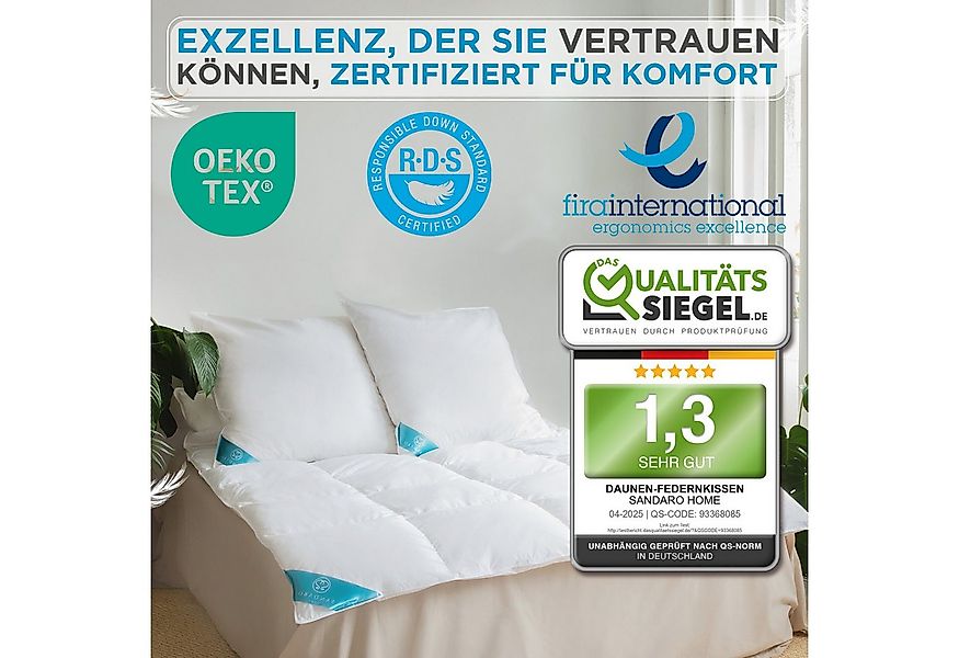 Sandaro Home Daunenkissen 1600 gr, 3-KAMMERN KISSEN, 80 x 80 cm, Füllung: D günstig online kaufen