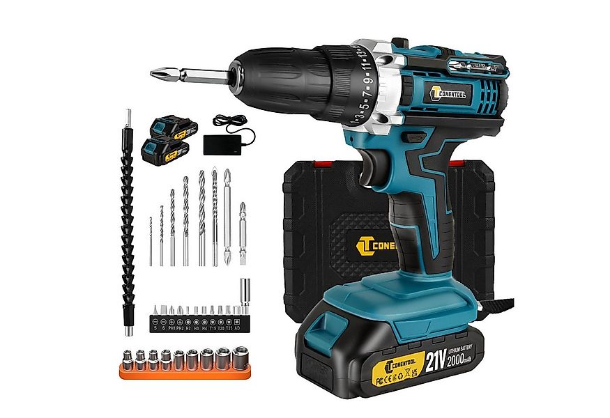 CONENTOOL Akku-Schrauber Akkuschrauber und Bohrschrauber, 1850 U/min, 45 Nm günstig online kaufen