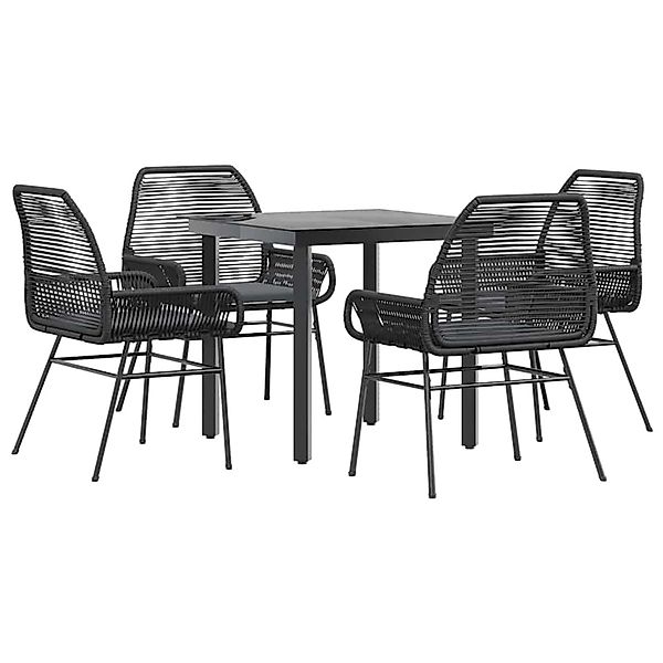 vidaXL 5-Tlg Garten-Essgruppe mit Kissen Schwarz Poly Rattan Glas 3334563 günstig online kaufen