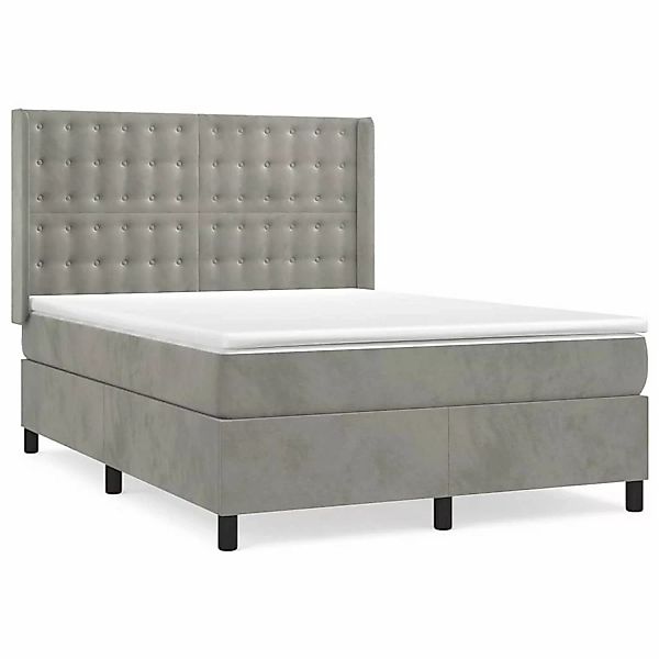 vidaXL Boxspringbett mit Matratze Hellgrau 140x200 cm Samt1378814 günstig online kaufen