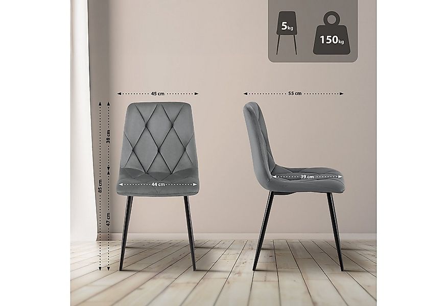 CLP Esszimmerstuhl Clairton (2er Set, 2 St), mit Stoff- oder Samtbezug, Met günstig online kaufen