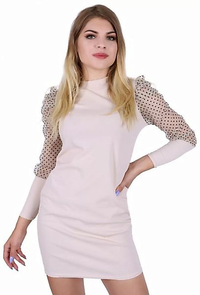 Sarcia.eu Minikleid Elegantes, beige Kleid mit Ärmeln aus Netzstoff günstig online kaufen