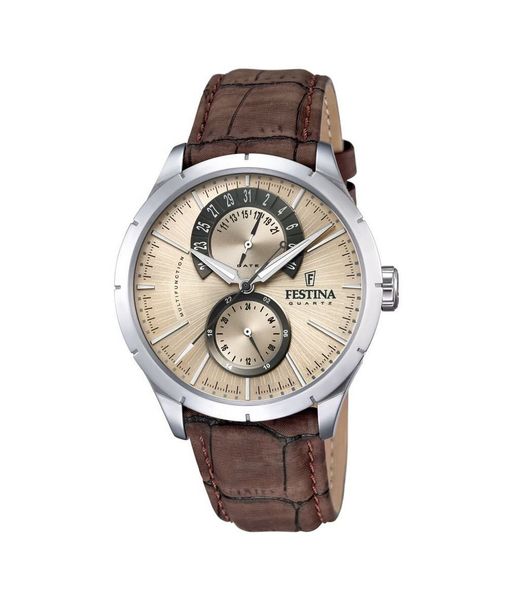 Festina Quarzuhr Herrenuhr Beiges Zifferblatt, Braunes günstig online kaufen