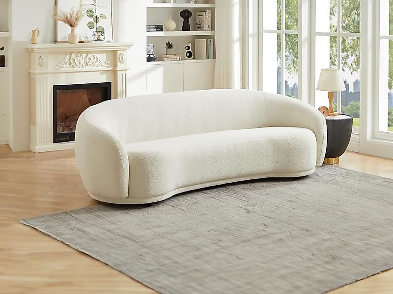 Sofa 3-Sitzer - Bouclé-Stoff - Beige - BOVANA von Pascal Morabito günstig online kaufen