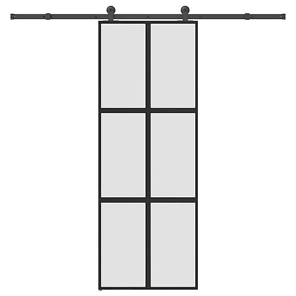 vidaXL Schiebetür mit Beschlag 76x205 cm Hartglas & Aluminium 3332962 günstig online kaufen
