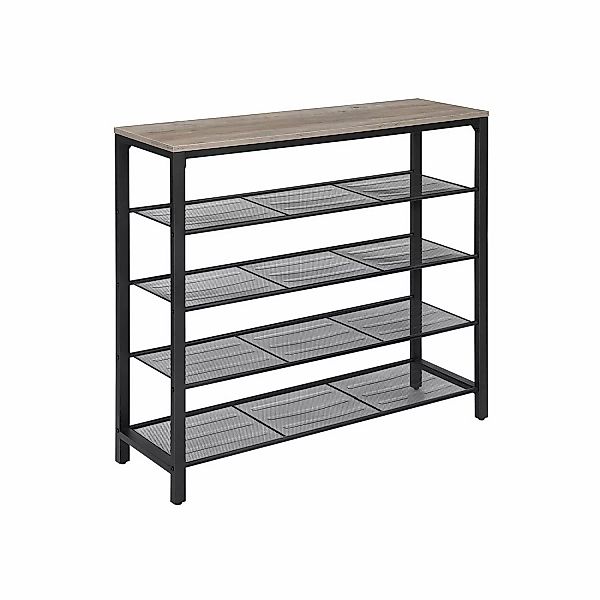 Vasagle Schuhregal 4 Ebenen 100 cm x 30 cm x 92,5 cm Grau-Schwarz günstig online kaufen