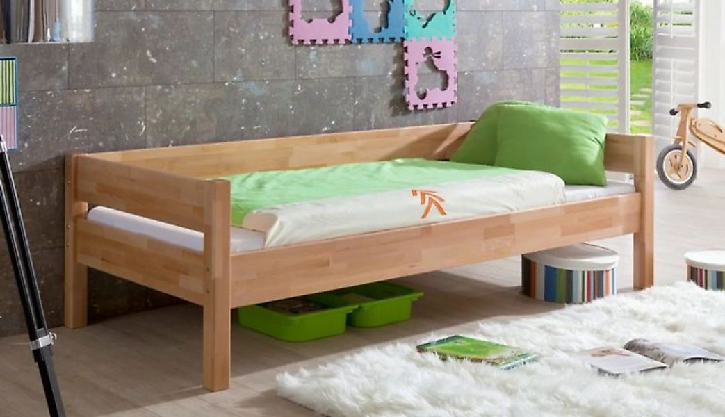 Natur24 Kinderbett Einzelbett Nik in Buche Massiv Natur lackiert 90x200cm B günstig online kaufen