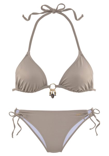 Bruno Banani Triangel-Bikini mit gold-schwarzenen Accessories günstig online kaufen