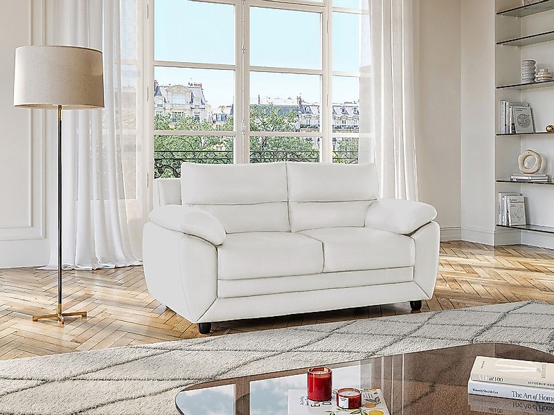 Sofa 2-Sitzer - Kunstleder - Weiß - MANOA günstig online kaufen
